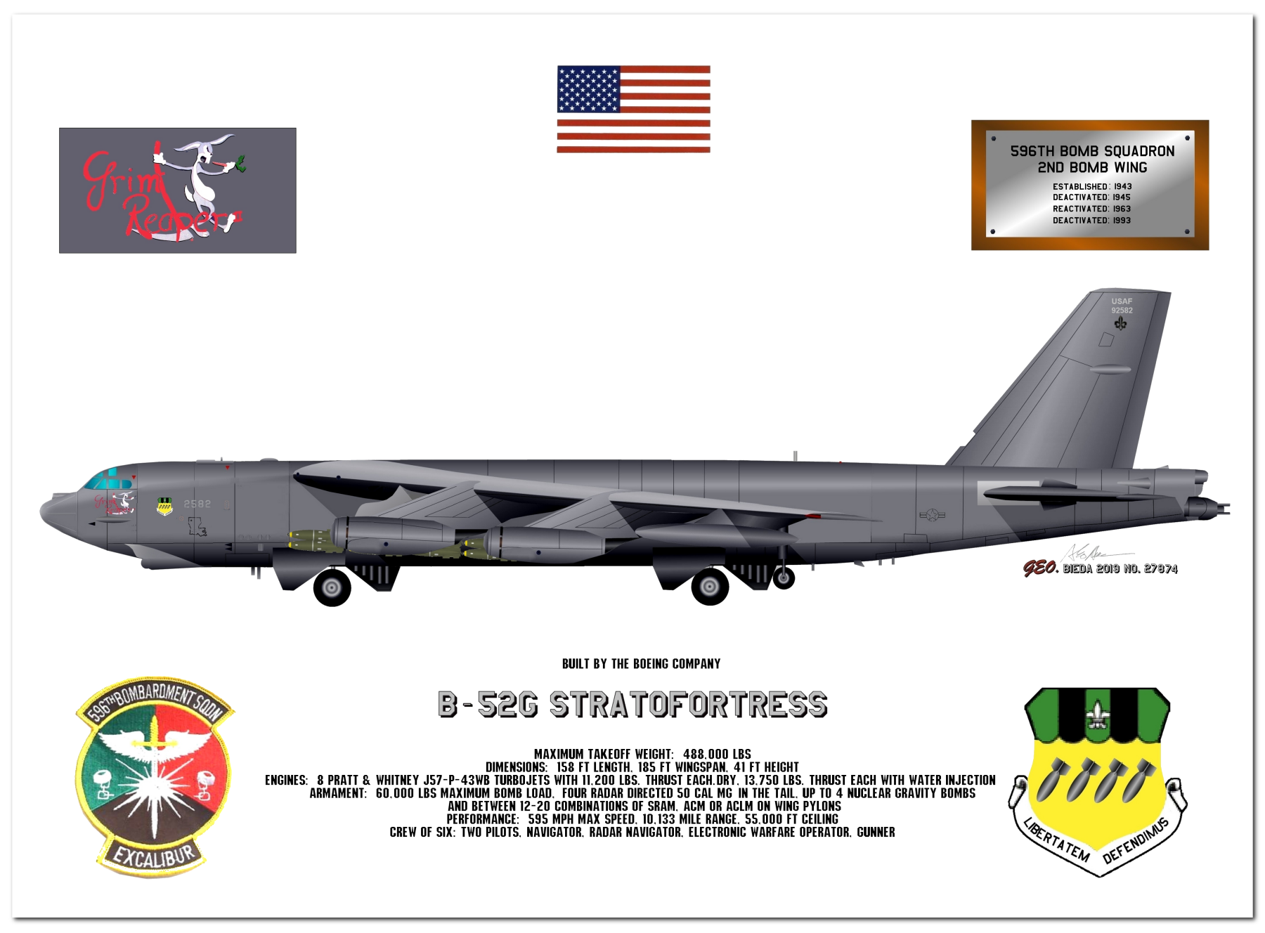 B-52 Stratofortress Profile Drawings by George Bieda